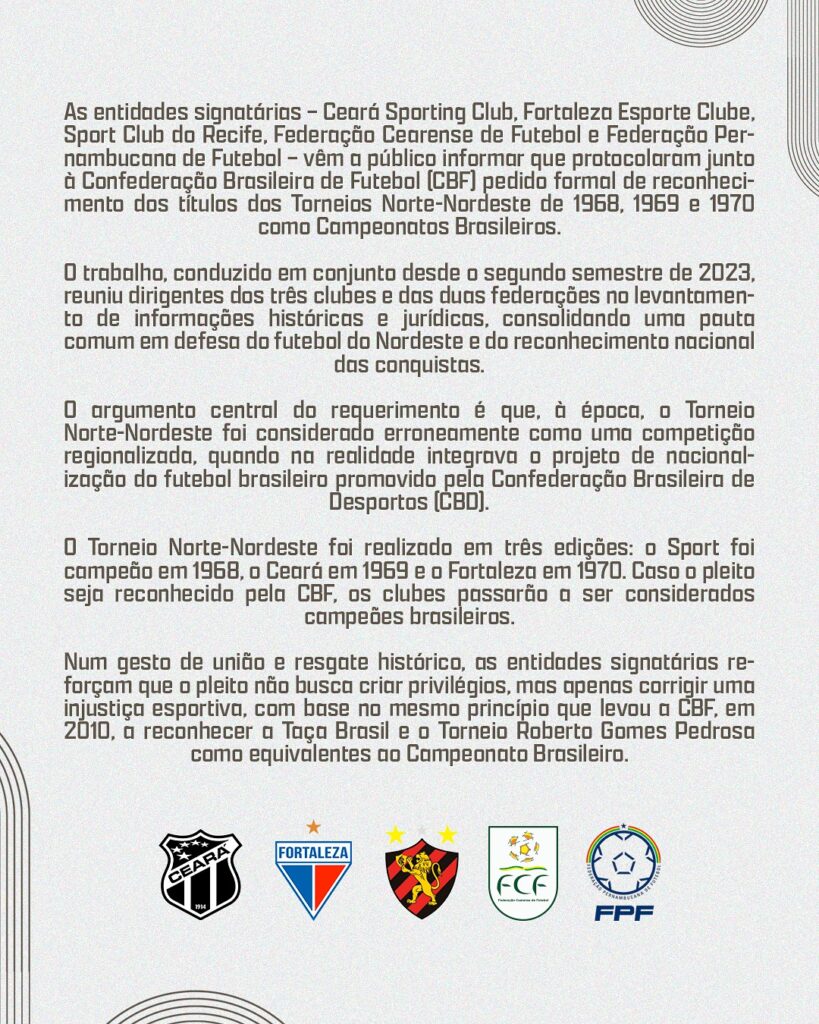 Ceará, Fortaleza, Sport-PE, FCF e FPF